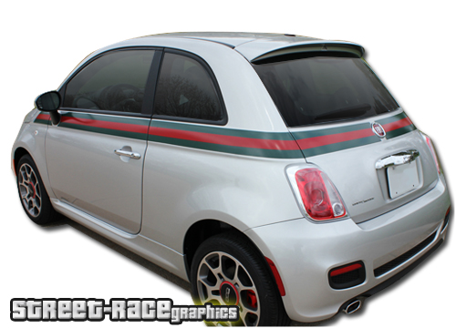 Fiat 500 side racing stripes 033 Gucci style decals vinyl graphics stickers