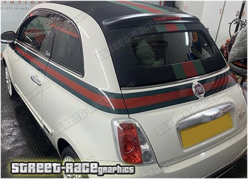 Zen Graphics - Fiat 500 Gucci side Pillar and rear OE Badge overlay  Decals / Stickers