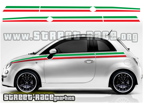 Fiat 500 Racing Stripes 001 Italian Flag Decals